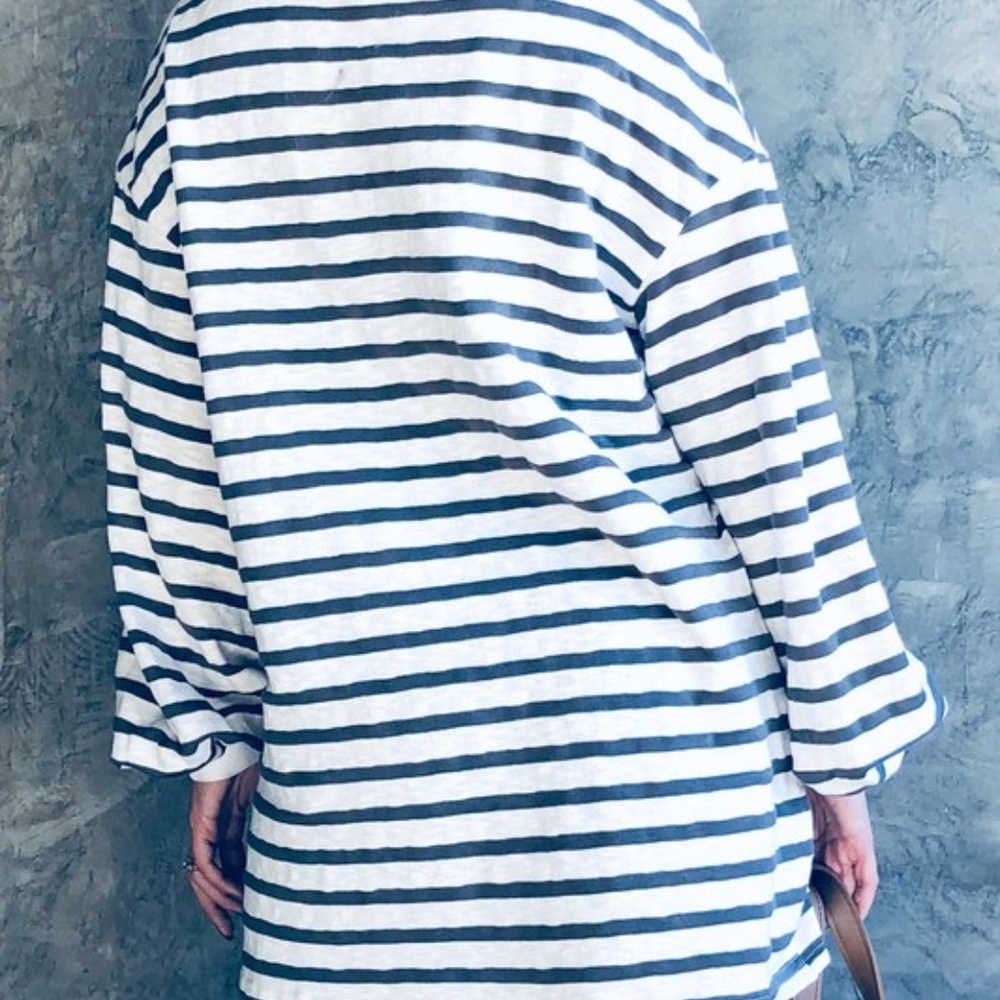 stripped balloon sleeves shirt - Picture 2 of 5